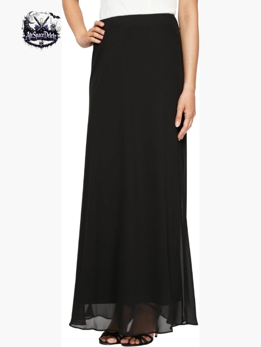 Womens Long Chiffon Maxi Skirt A-Line Elastic Waist Pleated Floor Length